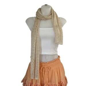 Cream Open Weave Cottagecore Scarf: OS